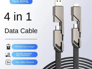 🔥 🔥4-in-1 Flat Braided Anti-tangle Charger Cable with Velcro