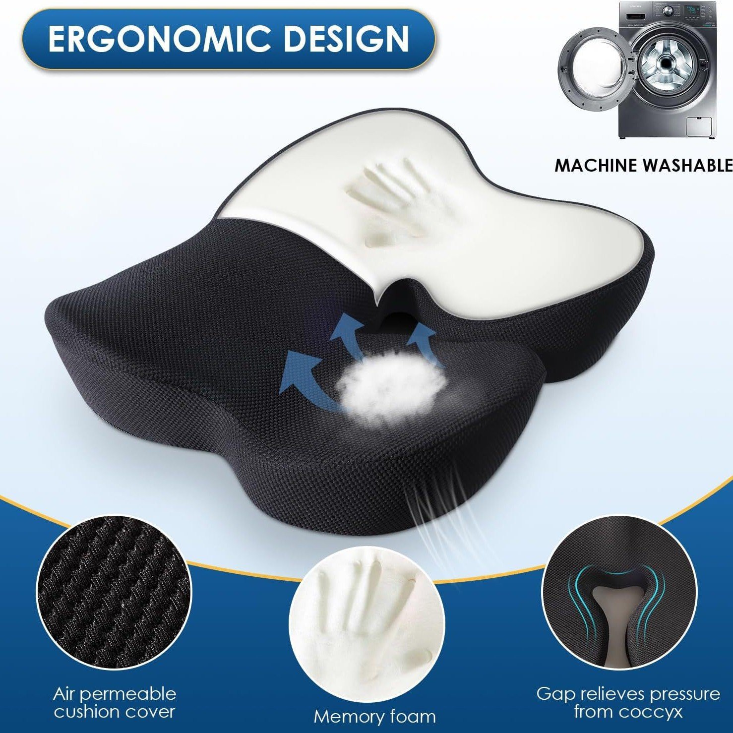 🎁Ergonomic Memory Foam Seat Cushion